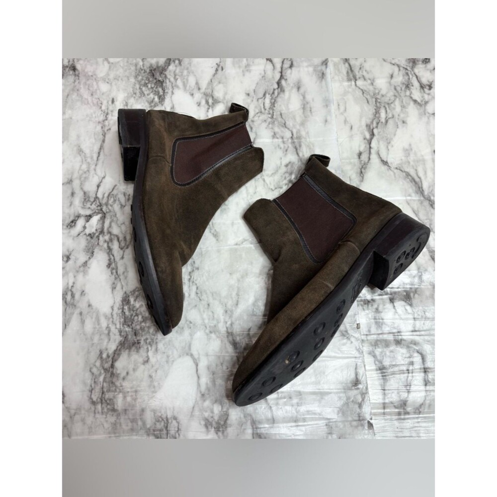 Thursday Boot Company Olive Brown Suede Chelsea Booties size 10 ankle boots